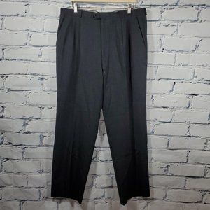 YSL Yves Saint Laurent Dress Pants Slacks Mens 38x31 Sharkskin Gray Wool Pleated